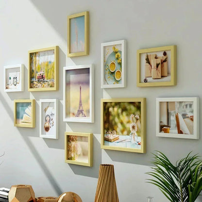 Living Room Photo Frame 11PCS American Wall Combination Wooden Hanging Picture Frame Creative Restaurant Home Decoration Marvellous Life Household Store
