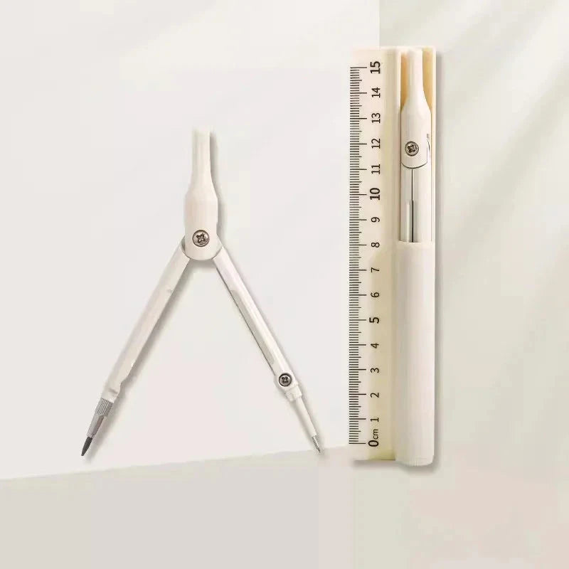 3 in 1 Compass Ruler with Pencil Multifunctional Drawing Compass Math Geometry Tools Korean Stationery Kawaii Drafting Supplies Sun4rising Stationery Store