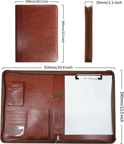 Multifunctional A4 Conference Folder Business Stationery Folder Leather Contract File Folders Zippered Organizer Card Holder NeWYeS Official Store