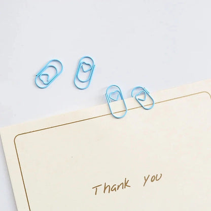 50pcs Mini Love Heart Paper Clips Macaron Color Photo Tickets Holder Binder Clips Notebook Planner Bookmarks Office Supplies Sun4rising Stationery Store