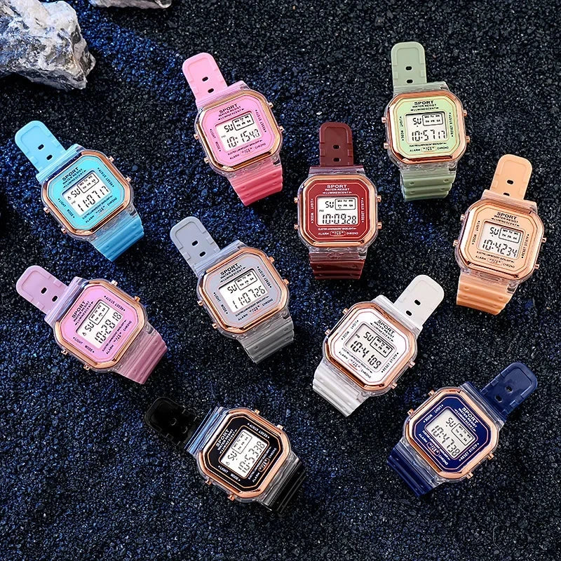 Fashion Brand Student Transparent Electronic Watch Candy Multicolor LED Ladies Sports Waterproof Wirstwatch Clock Gift relógio zkceenier Official Store