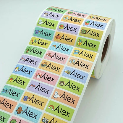 120pcs Name Tag Custom Waterproof Kawaii Stickers Decals Personalized Name Label for Children School Stationery Bottle Sticker Personalize Sticker And Stamp Store