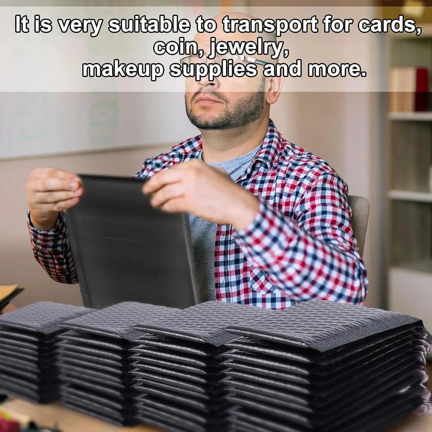 50pcs Packing Bag Black Small Business Supplies Shipping Bags for Packaging Bubble Mailer Delivery Package Envelope Mailing Educational Books Store