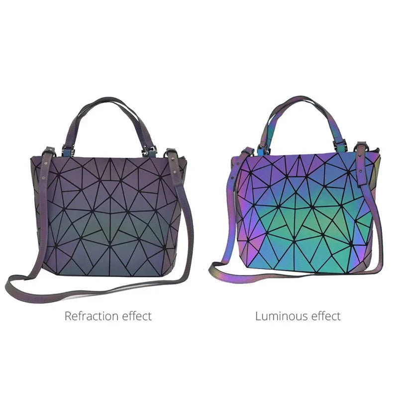 Fashion Ladies Large Capacity Shoulder Bags Geometric Diamond Tote Handbag Luminous Bucket Bag Women Folding Crossbody Bag Shop1105169510 Store