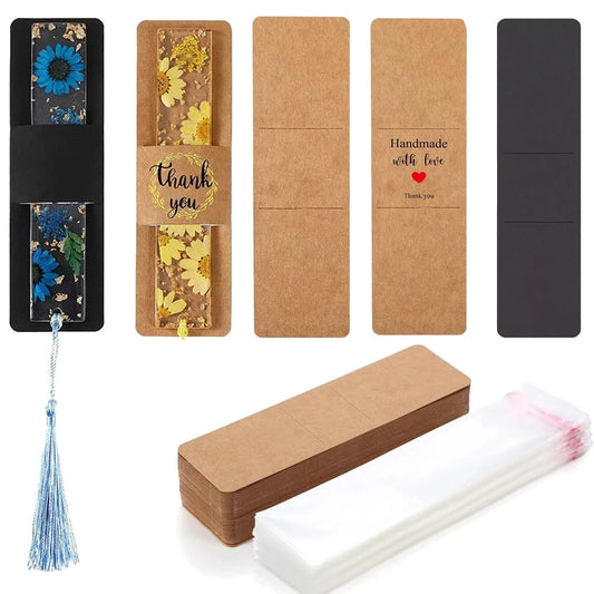 10/30/50 Sets Kraft Bookmark Sleeve Holder Blank Display Cards with OPP Bags for Gift Small Business Selling Packaging Supplies David's Findings Store