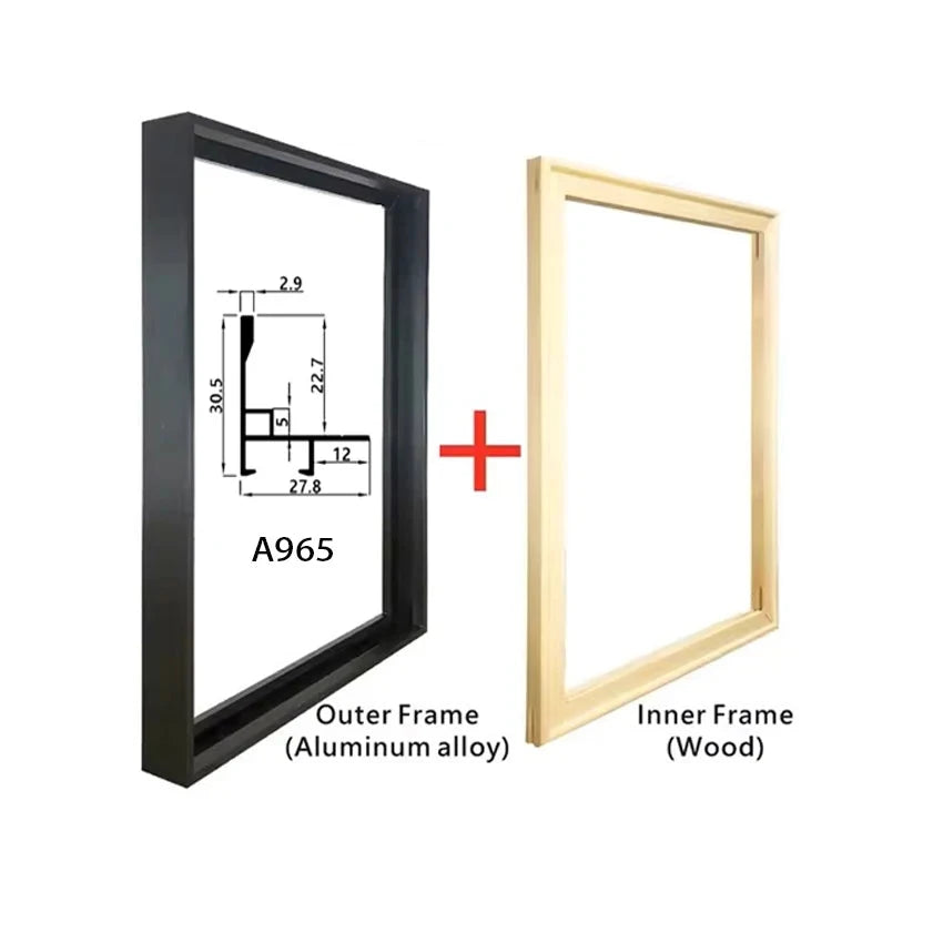 DIY Aluminum Metal Frame, Picture Modern Painting Frame, And Inner Wooden Diy Frame , 2PCS Together Frames, Oil Painting Frame Shop5103029 Store