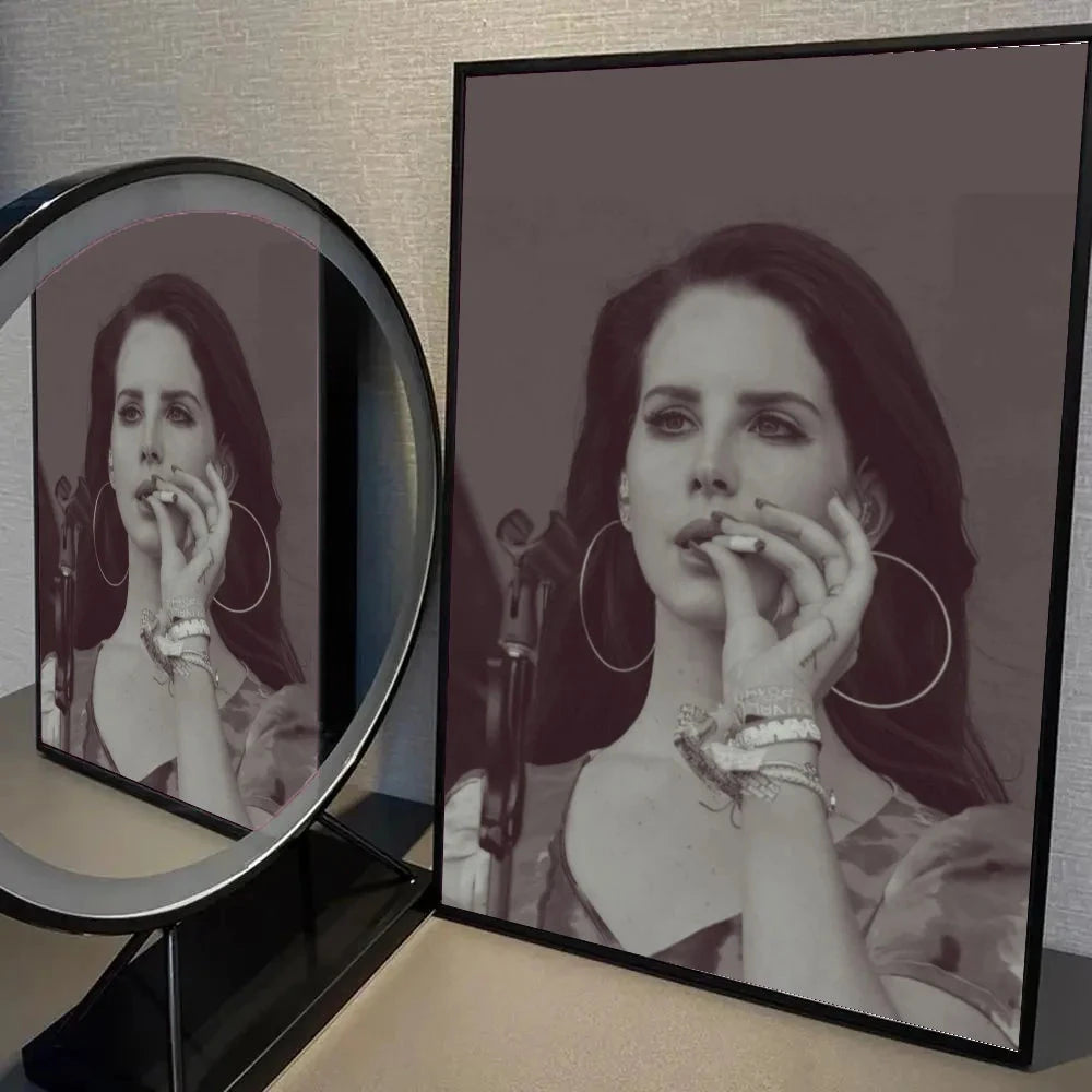 1pc Black And Pink Lana Del Rey Poster Self-adhesive Art Waterproof Paper Sticker Coffee House Bar Room Wall Decor Shop1104339945 Store