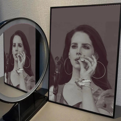 1pc Black And Pink Lana Del Rey Poster Self-adhesive Art Waterproof Paper Sticker Coffee House Bar Room Wall Decor Shop1104339945 Store