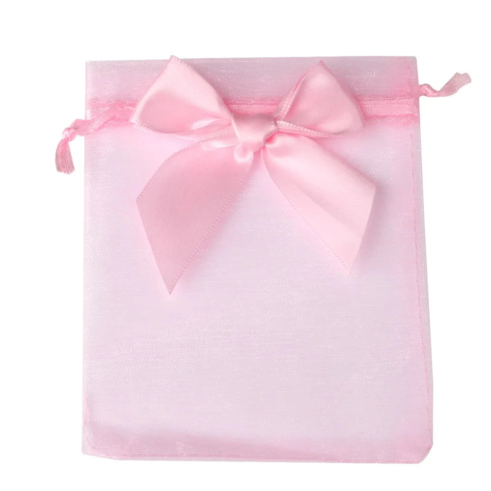 10/20/50pcs/lot New Organza Gift Bag Bowknot Christmas Party Wedding Candy Bags Exquisite Jewelry Packing Drawstring Pouch Organzabag Store Store