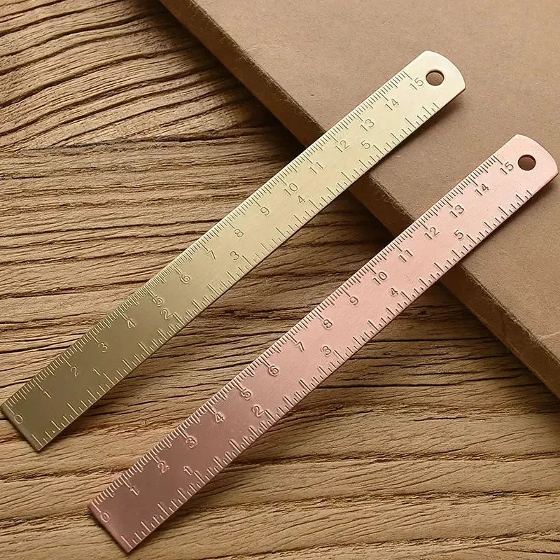 Gold Rose Gold Straight Ruler 15cm Metal Brass Scale Measuring Tools DIY Painting Drawing Kit Notebook Bookmark Copper Ruler Honesty Always Wins Stationery Store
