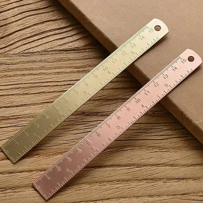 Gold Rose Gold Straight Ruler 15cm Metal Brass Scale Measuring Tools DIY Painting Drawing Kit Notebook Bookmark Copper Ruler Honesty Always Wins Stationery Store