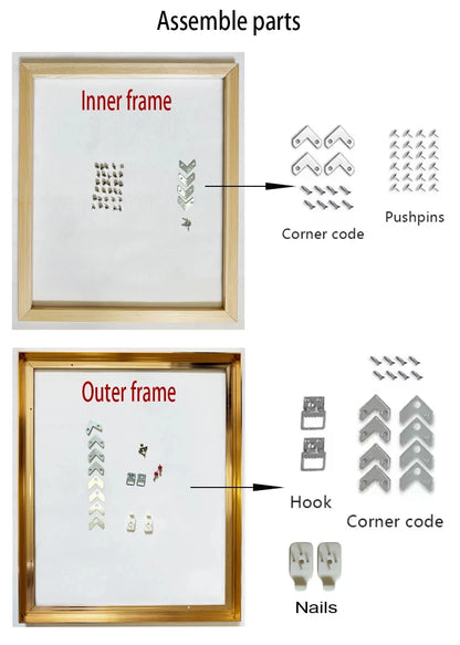 DIY Aluminum Metal Frame, Picture Modern Painting Frame, And Inner Wooden Diy Frame , 2PCS Together Frames, Oil Painting Frame Shop5103029 Store