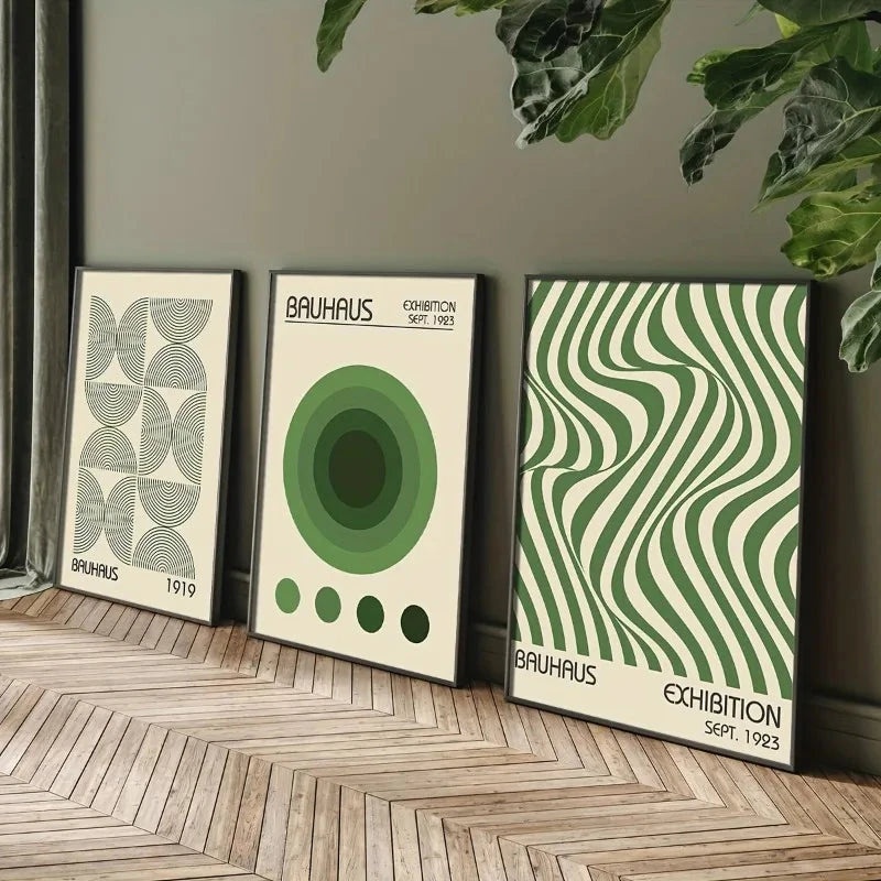 3pcs Bauhaus Geometric Wall Art Prints, Minimalist Modern Posters, Mid-Century Artwork for Home Decor, Unframed Canvas Art Set YQ Minimalism Decor Store