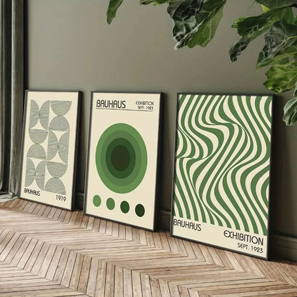 3pcs Bauhaus Geometric Wall Art Prints, Minimalist Modern Posters, Mid-Century Artwork for Home Decor, Unframed Canvas Art Set YQ Minimalism Decor Store