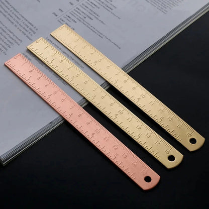 Gold Rose Gold Straight Ruler 15cm Metal Brass Scale Measuring Tools DIY Painting Drawing Kit Notebook Bookmark Copper Ruler Honesty Always Wins Stationery Store