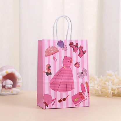 StoBag, Pink Doll Gift Wrapping Kraft Paper Tote Bag, for Birthday, Packing Candy Snack, Decoration Supplies,Reusable,12/30pcs StoBag Gift Wrap Bag Wholesale Store