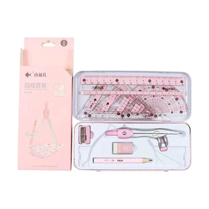 8Pcs/set Pencil Rubber Pencil Sharpener Ruler Set Student Stationery Geometric Mathematics Drawing Tools School Supplies Shop1104007265 Store