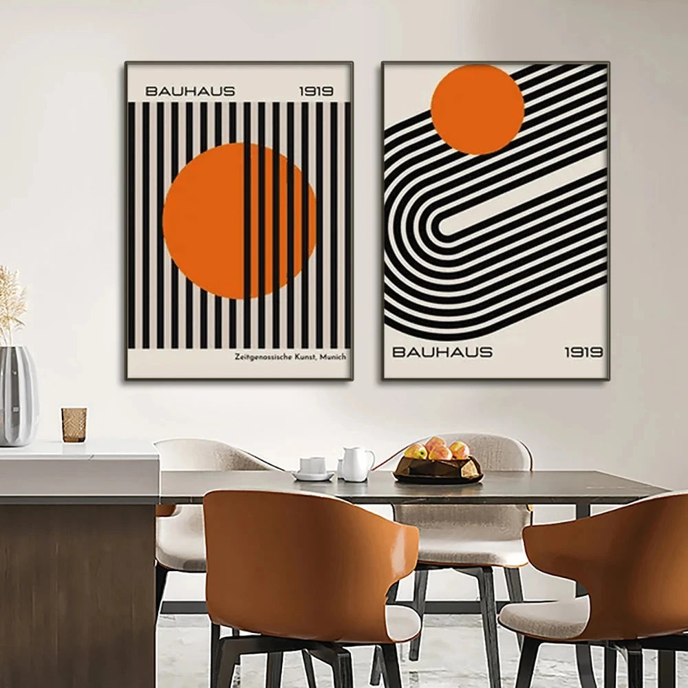 Mid Century Modern Bauhaus Abstract Geometric Posters Wall Art Canvas Painting Prints Pictures Gallery Living Room Interior Home YOUR COZY HOME Store