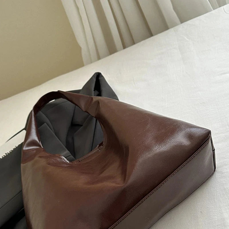 Large Capacity PU Leather Hobo Retro Red Bags Autumn Winter Shoulder Bag for Women 2025 New Trend Y2K Handbags and Purses Tote Women Treasure Bags Store