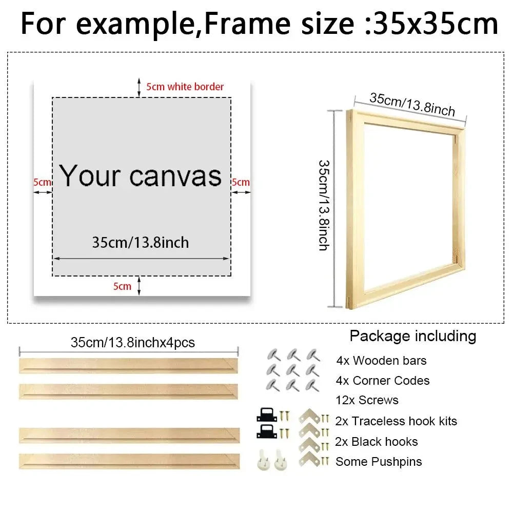 Solid Wood Canvas Picture Frame Kit DIY Stretcher Bars for Canvas Prints Diamond Oil Painting Wooden Wall Art Gallery Home Decor Canvas-Painting-Art-Poster Store