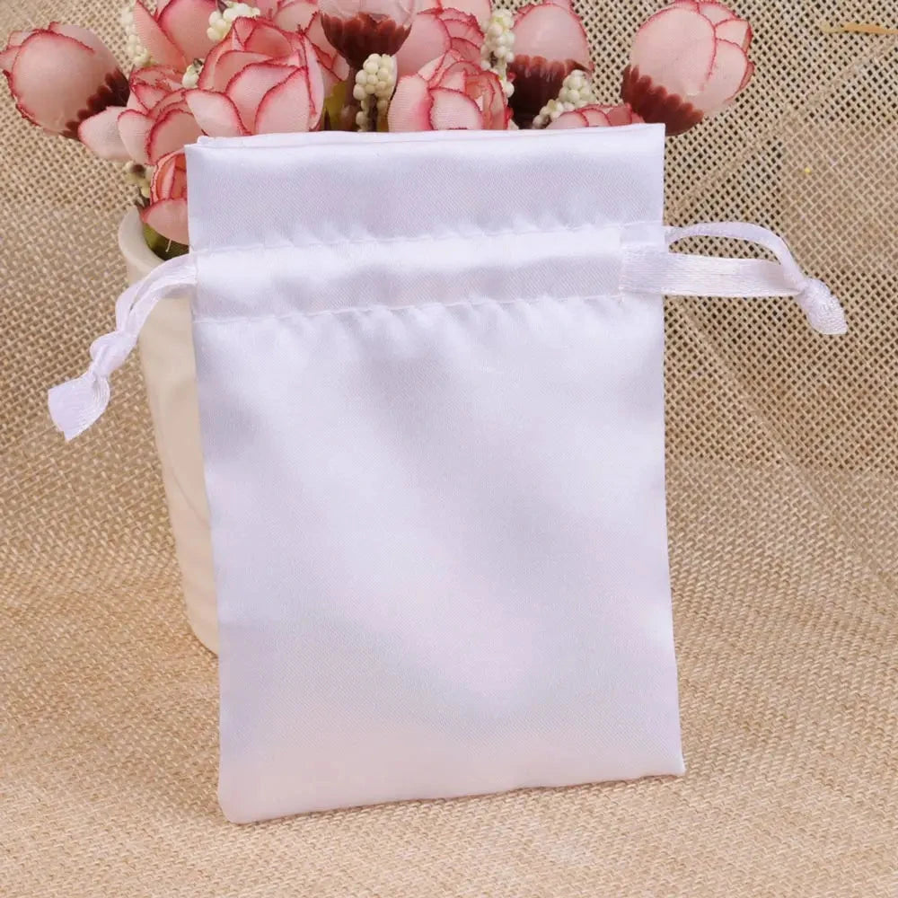 10/25/50pcs/lot Silk Jewelry Gift Bag Satin Drawstring Pouch For Wedding Party Candy Bag Luxury Jewelry Packing Organzabag Store Store