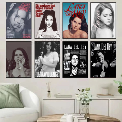 1pc Black And Pink Lana Del Rey Poster Self-adhesive Art Waterproof Paper Sticker Coffee House Bar Room Wall Decor Shop1104339945 Store