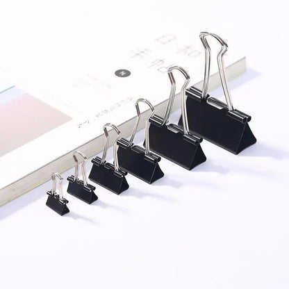 10pcs/set Black Binder Clips Foldback Metal Paper Clips Notes Letter Paper Document Grip Clamps Office School Binding Supplies Sun4rising Stationery Store