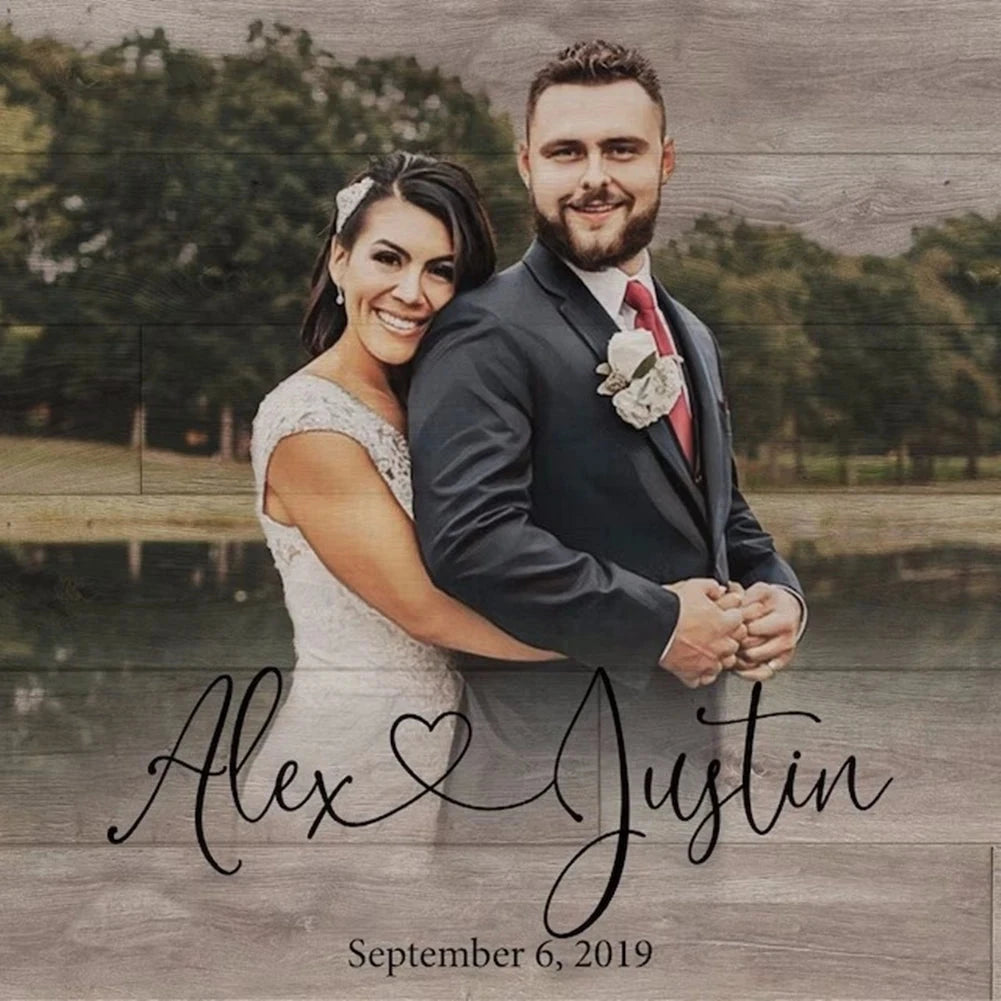 Personalized Wood Photo Frame Custom Photo Printed on Wood Slice Art Engrave Text Logo Home Decor Mothers Day Anniversary Gift Custom Home Decor Hub Store