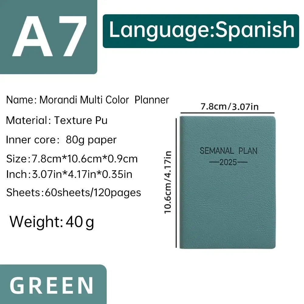 Minimalist A5 2025 Agenda Book with Calendar To Do List A5 Notebook Spanish Morandi Color 2025 Planner Notebook School Office Gadget Store