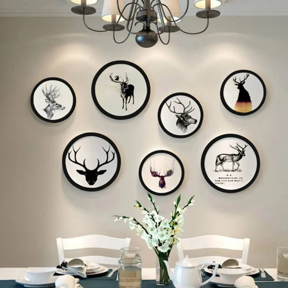 Home Decoration Wooden Round Picture Frames Wall Mounted DIY Wall Hanging Picture Holder Circle Round Photo Frame HOMICY 66 Store