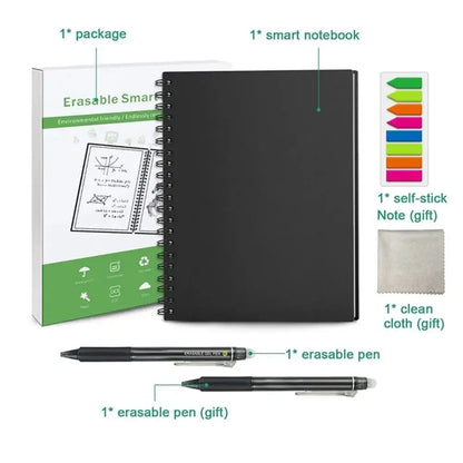 HOMESTEC A4 Reusable Erasable Notebook With Pen&Cloth Microwave Heating Waterproof Notepad Office School Smart Notebook HOMESTEC Stationery Store